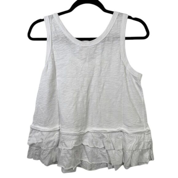 NEW! Wilt Double Tier Mock Hem White Tank Slub Cotton Ruffle Hem Size Small - Picture 5 of 10